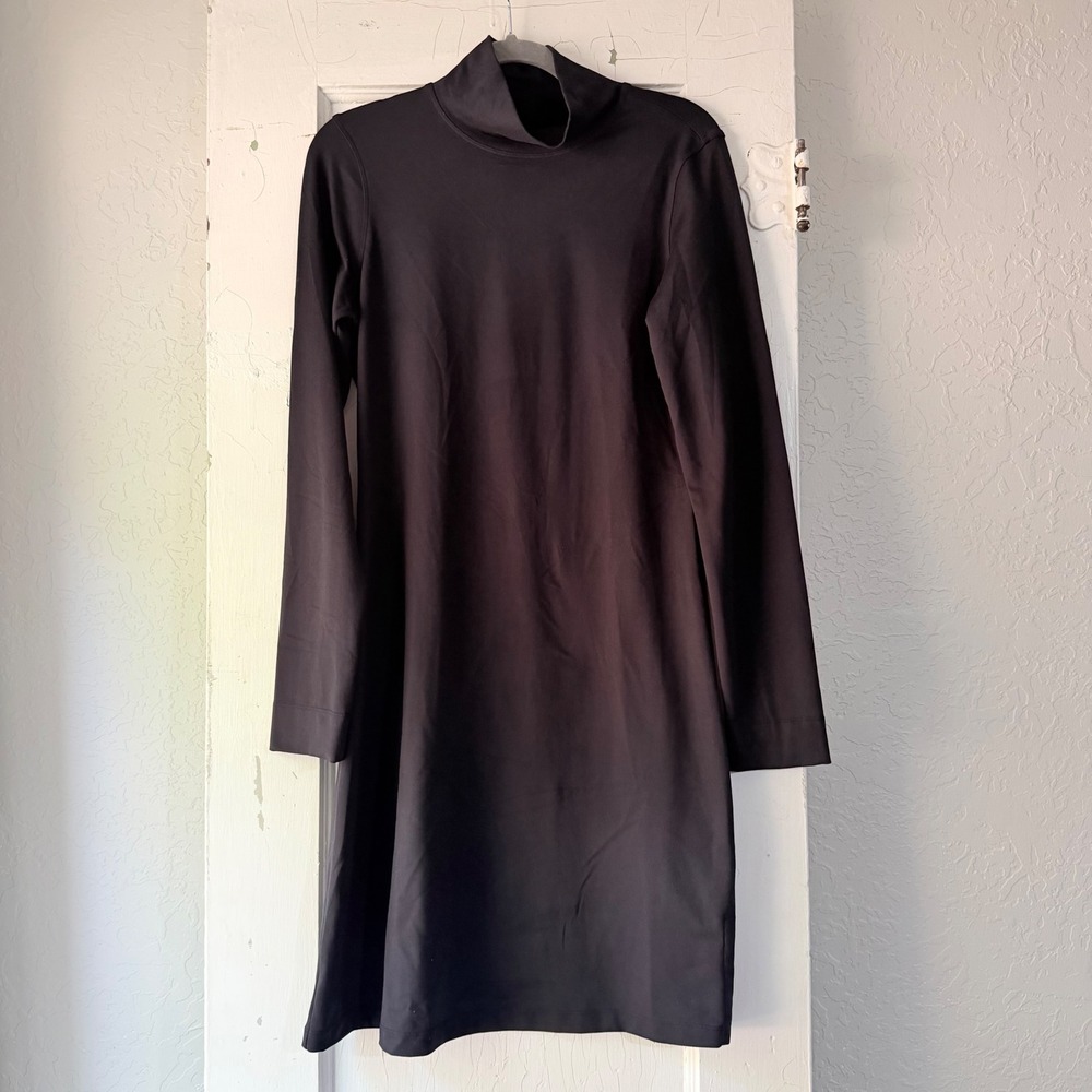 Title Nine Black Mock Neck Long Sleeve Dress Button Cuff Stretch Small NEW